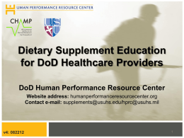 Dietary Supplements - Human Performance Resource Center