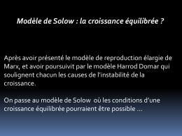 Modèle de Solow : la croissance équilibrée