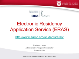 ERAS Presentation for MSIV - University of Utah