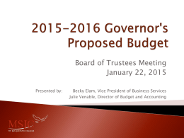 2015-2016 Governor`s Proposed Budget