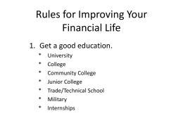 Rules for Improving Your Financial Life