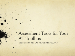 Assessment Tools for Your AT Toolbox