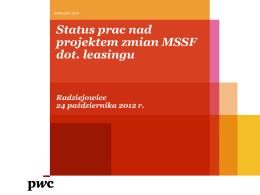 Prezentacja PWC - Status prac nad projektem zmian MSSF dot