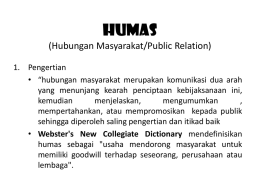 HUMAS (Hubungan Masyarakat/Public Relation)