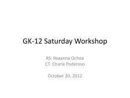GK-12 Saturday Workshop  - UCI