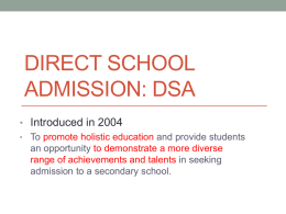 DSA Briefing 2015 - West Grove Primary School