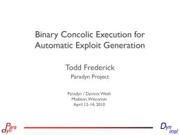 Binary Concolic Execution for Automatic Exploit Generation