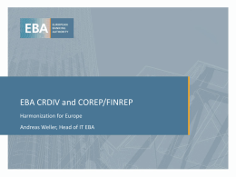 EBA CRDIV and COREP/FINREP