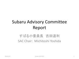Subaru Advisory Committee report