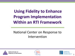 PowerPoint Slides (PPT) - Center on Response to Intervention