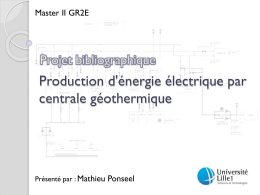 Production d`énergie électrique par centrale géothermique