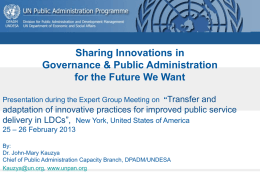 Dr. John-Mary Kauzya - The United Nations Public Service Forum 2013