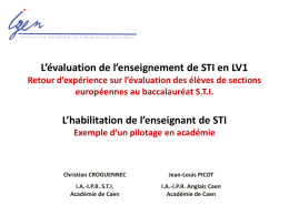 L*évaluation de l*enseignement de STI en LV1 Retour d*expérience