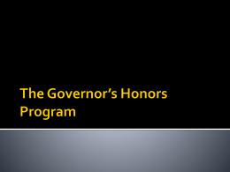 The Governor`s Honors Program