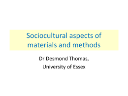 Sociocultural aspects of materials and methods - ORB