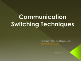 Communication Switching Techniques