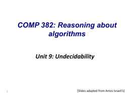 Slides for Unit 9: Undecidability (Lectures 21-22)
