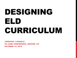 Designing ELD Curriculum