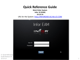 Quick Reference Guide Work Order System Infor 10 (EAM