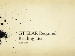 GT Required Reading 2014-2015