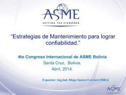 ASME 2014 - Estrategias de Mantenimiento para Lograr Confiabilidad