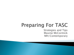 Preparing For TASC - Your Contemporary Rep Maxine McCormick
