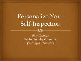 Personalize Your Self-Inspection - jsac
