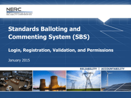 Standards Balloting and Commenting (SBS) Registration