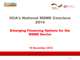 Presentation on Emerging Financing Options for the MSME