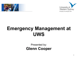 Campus Safety & Security Emergency Management at UWS
