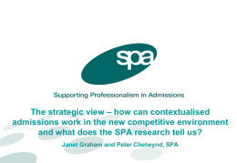 The strategic view - how can contextualised admissions work