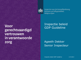 Inspectiebeleid GDP Guideline - Inspectie voor de Gezondheidszorg