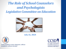 Agenda Item IV - The Role of School Counselor and Psychologists