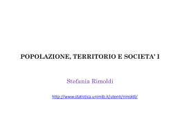 POPOLAZIONE, TERRITORIO E SOCIETA* I