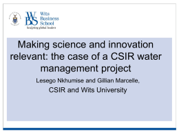 Nkhumise & Marcelle Innovation in water mangement
