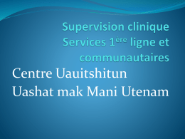 Supervision clinique Services 1ère ligne et communautaires