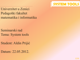 System Tools - Univerzitet u Zenici