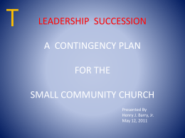 leadership succession a contingency plan for the small community