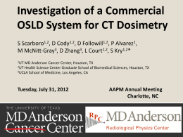 Investigation of a Commercial OSLD System for CT Dosimetry