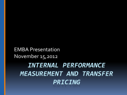 Internal Performance Measurement and Transfer Pricing