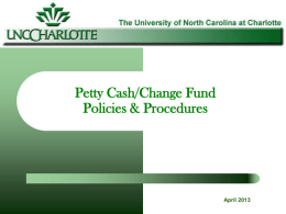 Petty Cash/Change Fund Training