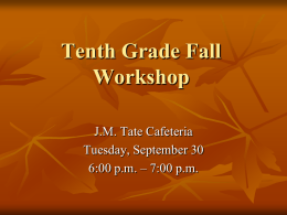 10th Grade Fall Workshop - Escambia County School District