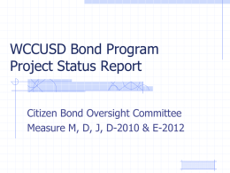 WCCUSD Bond Program Project Status Report