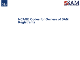 NCAGE codes for Owners of SAM Registrants