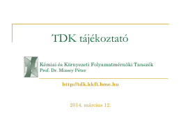 KKFT-TDK_temak-2014 - Kémiai és Környezeti Folyamatmérnöki