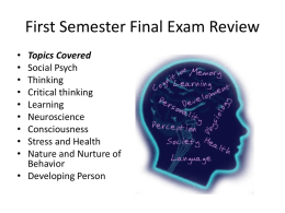 First Semester Final Exam Review