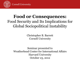 Food Security and Its Implications for Global