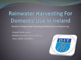 Rainwater Harvesting For Domestic Use In Ireland