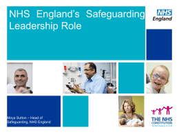 NHS England`s Safeguarding Leadership Role Presentation