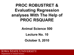Lecture Using Proc RSQUARE
